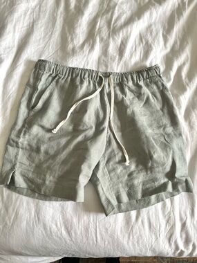 Alex Crane 100% Linen Bo Shorts Sage Green Medium NWOT
